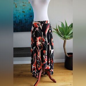 Free People Black and Red Asymmetrical Maxi Skirt